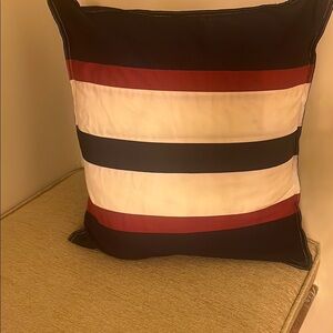 Tommy Hilfiger Striped Pillow - Red, White, and Black